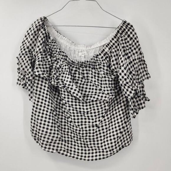 LUCCA Gingham Checked Ruffle Top Womens Size Large L - Picture 1 of 4
